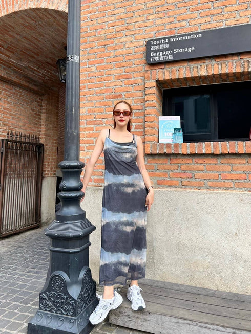 Tie Dye Sleeveless Long Slip Dresses